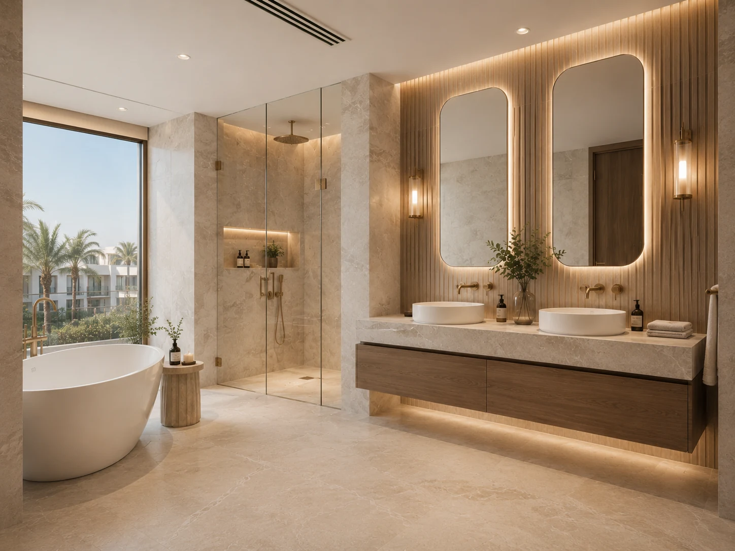 Pale stone and double vanity