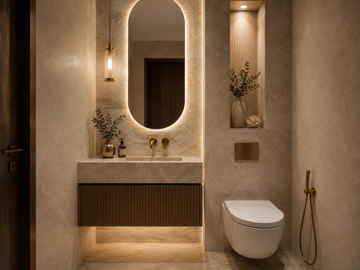 Statement mirror and compact vanity