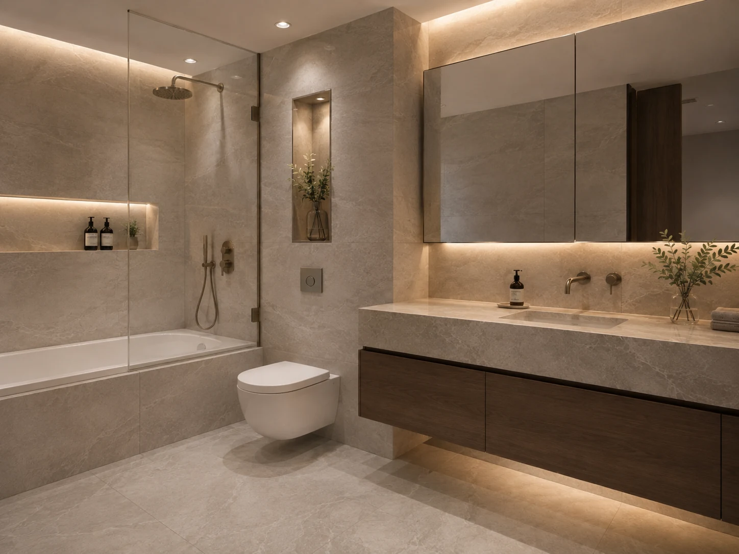 Bath and shower combination