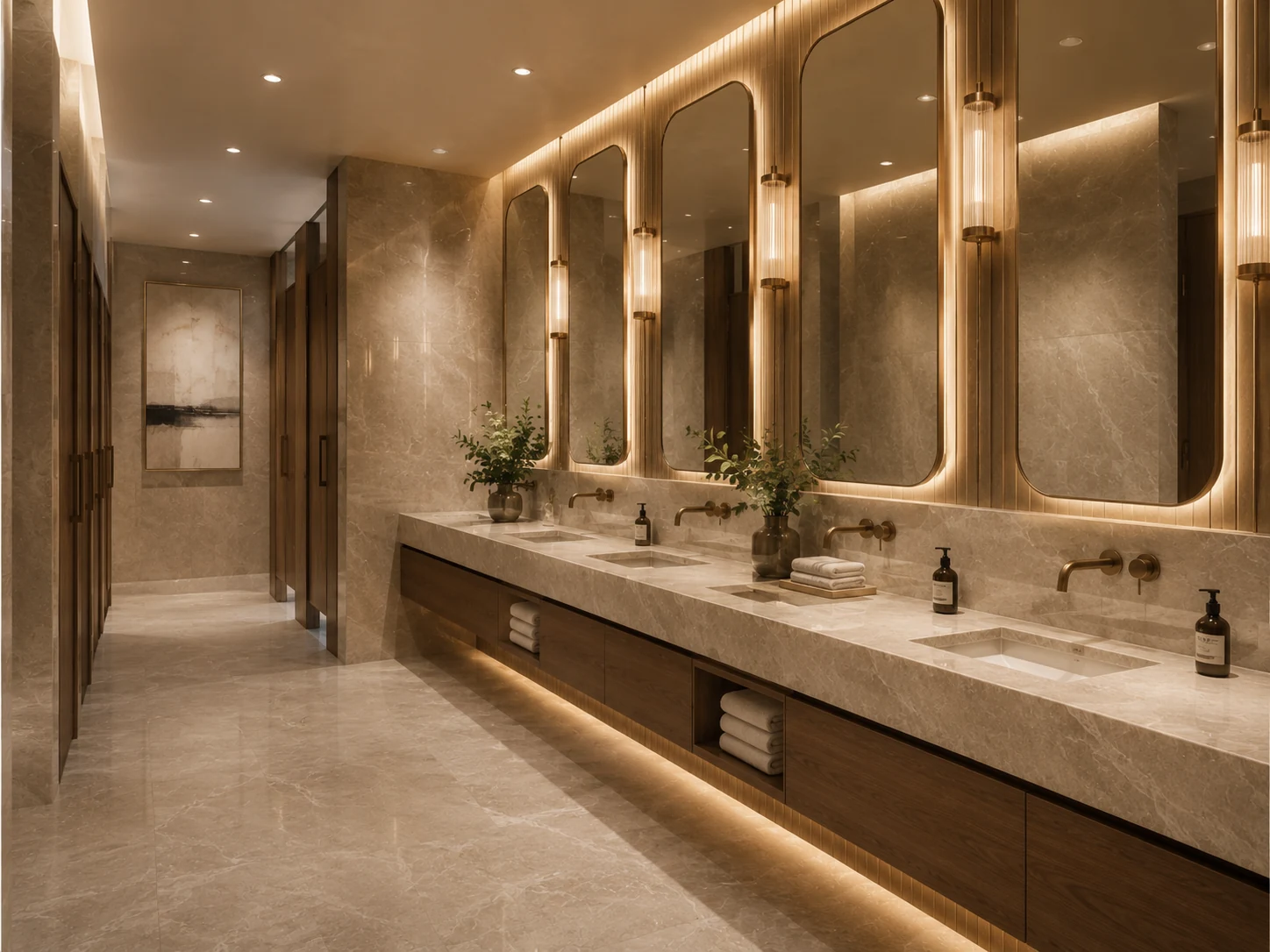 Hotel-style vanity wall