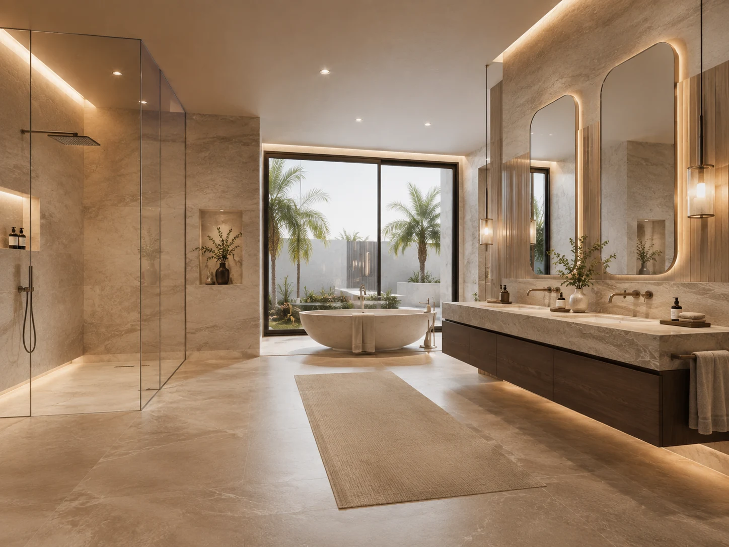 Open-plan master bathroom